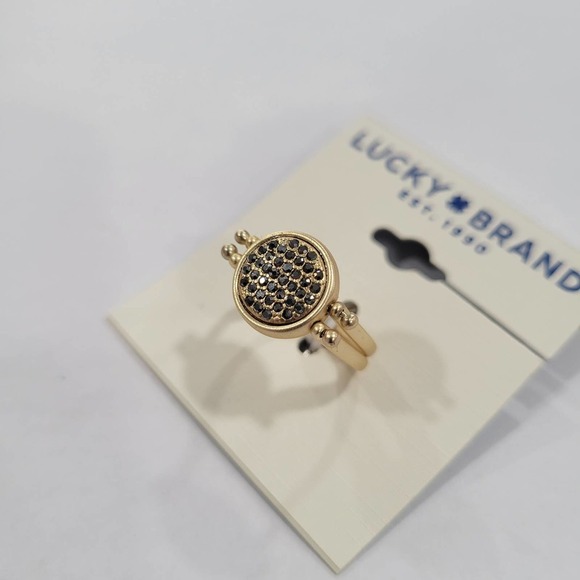 Lucky Brand Gold-Tone Pave Circle Statement Ring NWT Size 7 - Picture 6 of 6